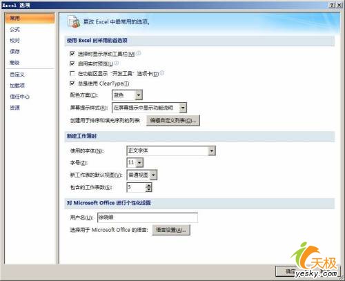 office 2007 选项