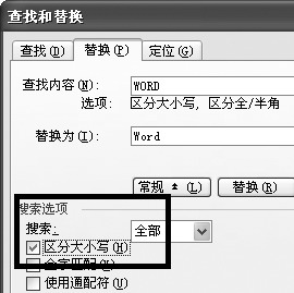 查找替换选项 查找替换选项