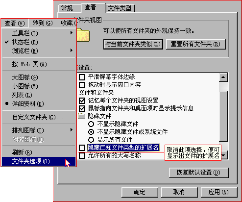 显示文件扩展扩展名