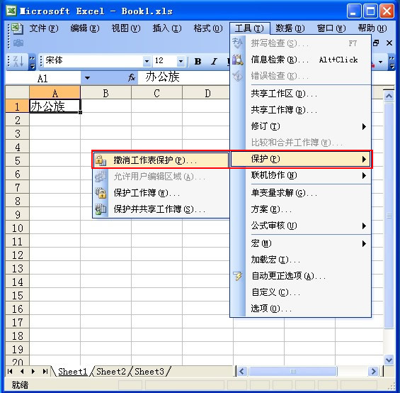 撤消工作表保护